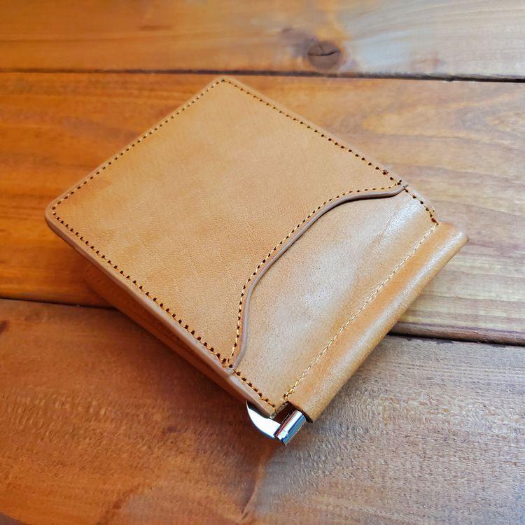 正規 モンブラン レザーマネークリップ紺 財布 ペーパーウォレット カードケース 牛革 バッファローレザー カーボンレザー 二つ折り カードケース