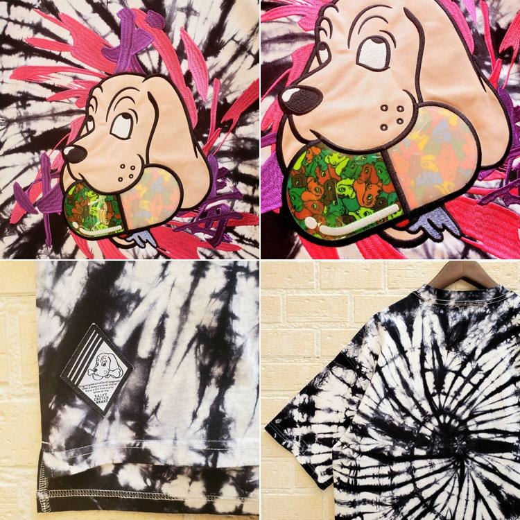 GALFY（ガルフィー） タイダイ染め オーバーサイズ 半袖 Tシャツ 犬 