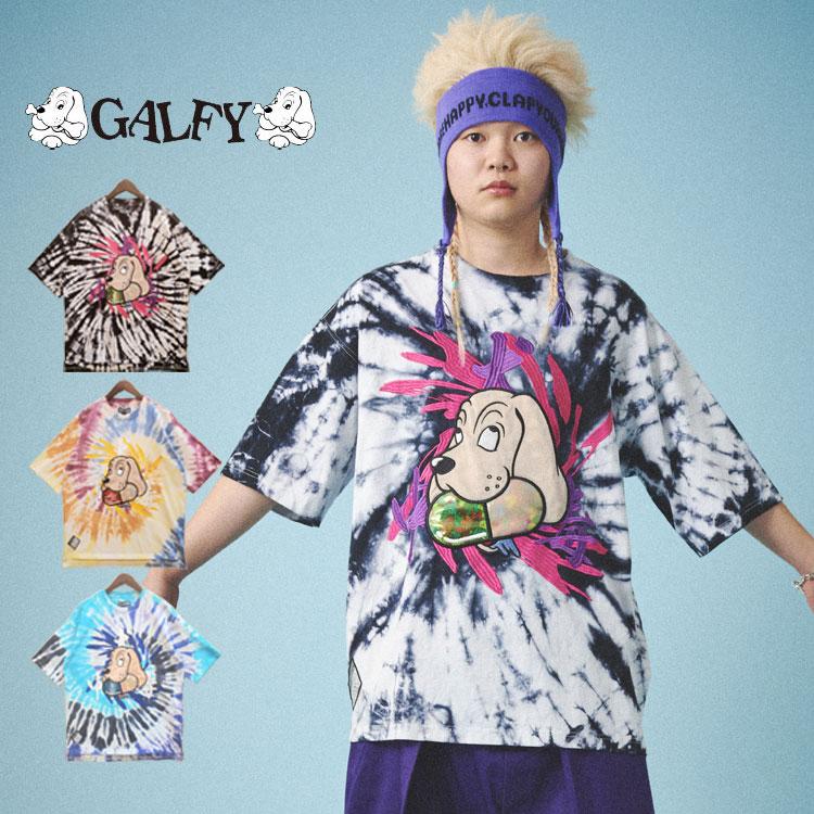 GALFY（ガルフィー） タイダイ染め オーバーサイズ 半袖 Tシャツ 犬 