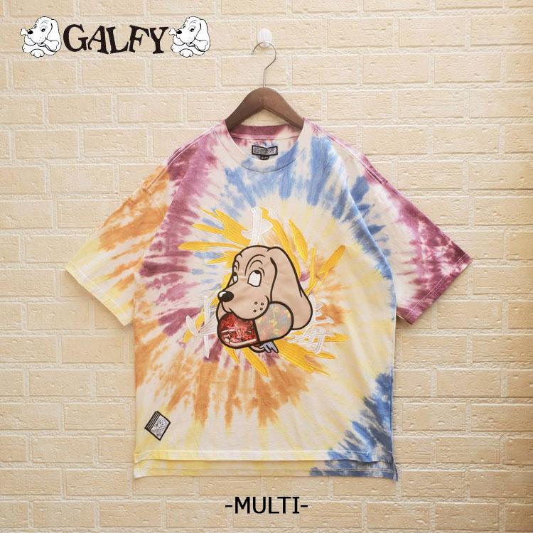GALFY（ガルフィー） タイダイ染め オーバーサイズ 半袖 Tシャツ 犬 