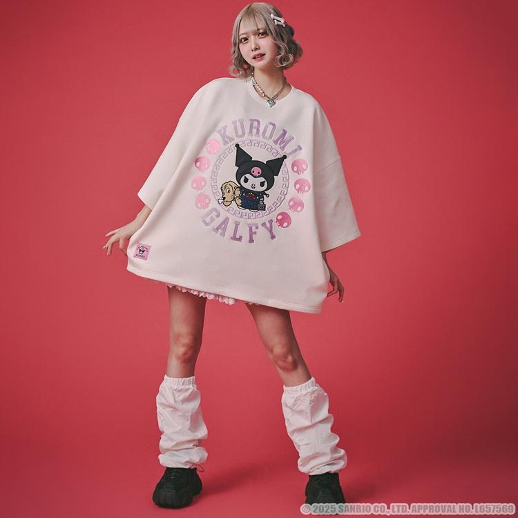 タグ付き【ガルフィー×クロミ】コラボ半袖刺繍T　白　オーバーサイズ　レア　希少 GALFY(ガルフィー)xクロミ “クロミちゃんとGALFYの半袖TEE