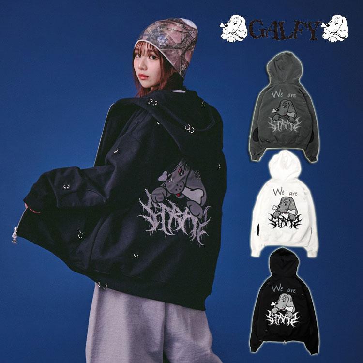 GALFY（ガルフィー） バチバチピアス 裏毛 スウェット ジップパーカー
