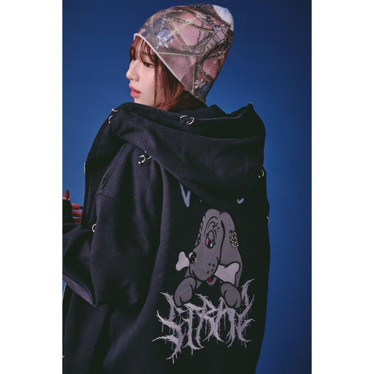 GALFY（ガルフィー） バチバチピアス 裏毛 スウェット ジップパーカー