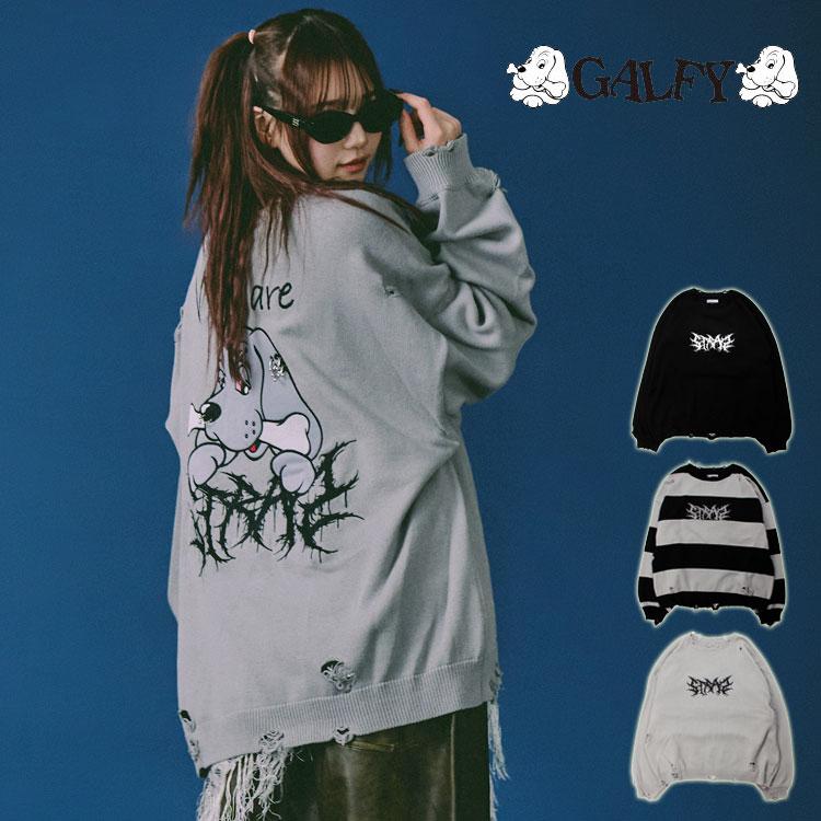GALFY（ガルフィー） バチバチピアス ニット 特殊加工 オーバーサイズ