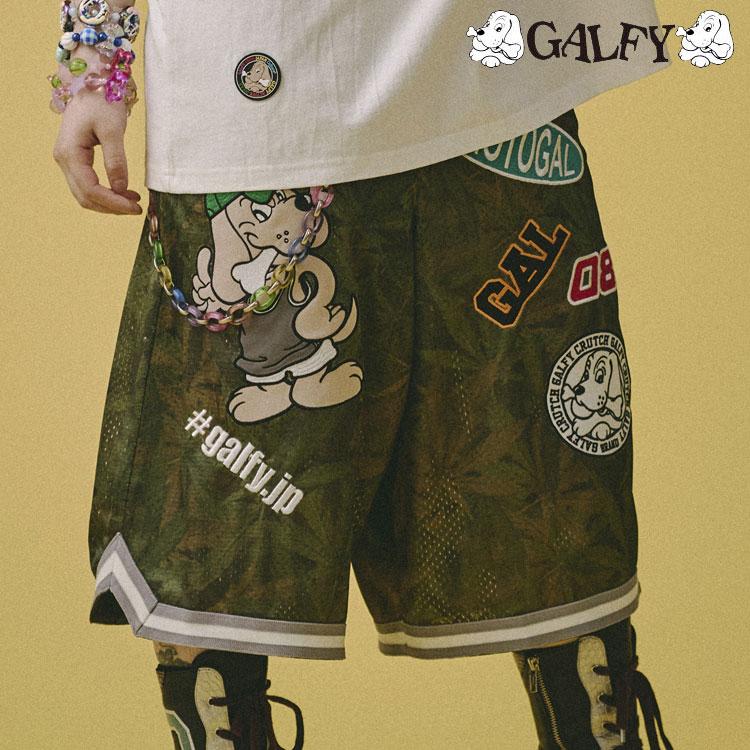 GALFY（ガルフィー） メッシュ ショートパンツ ワッペン 刺繍 ハーフ