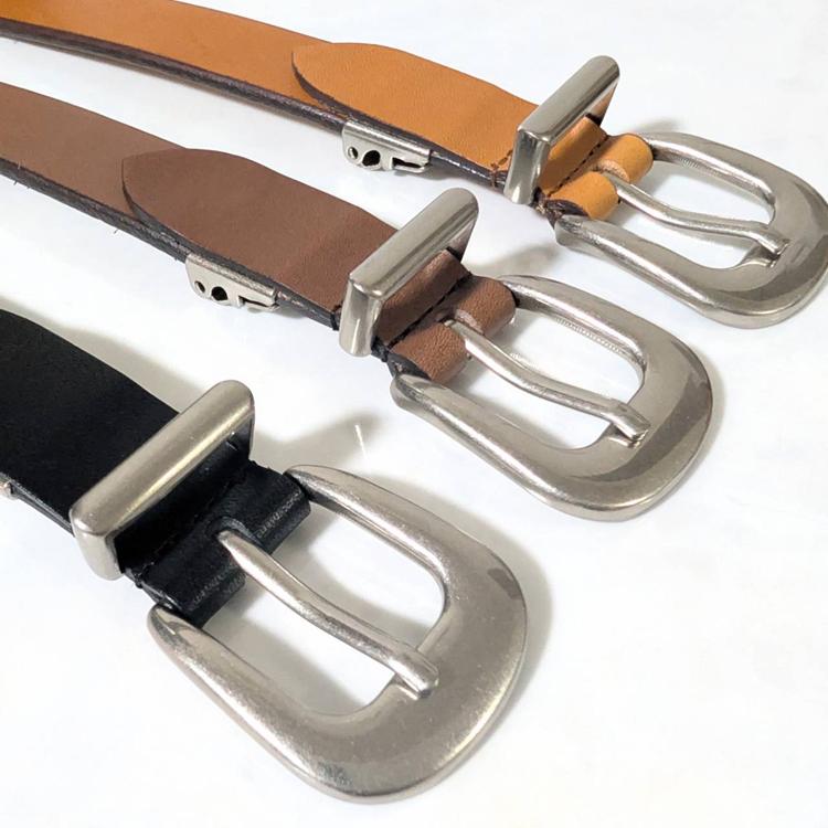 栃木レザー ベルト 日本製 本革 2.3cm幅 ナローベルト メタルチップ