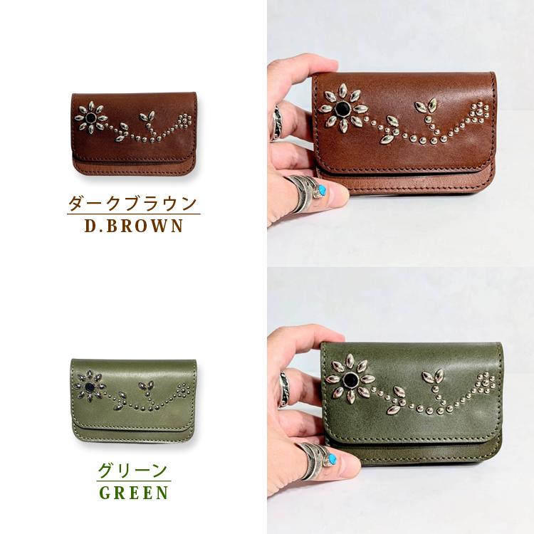 フラワー アンブレラ スタッズ 日本製 栃木レザー ショート トラッカー