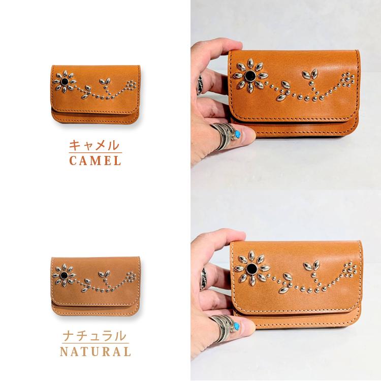 フラワー アンブレラ スタッズ 日本製 栃木レザー ショート トラッカー