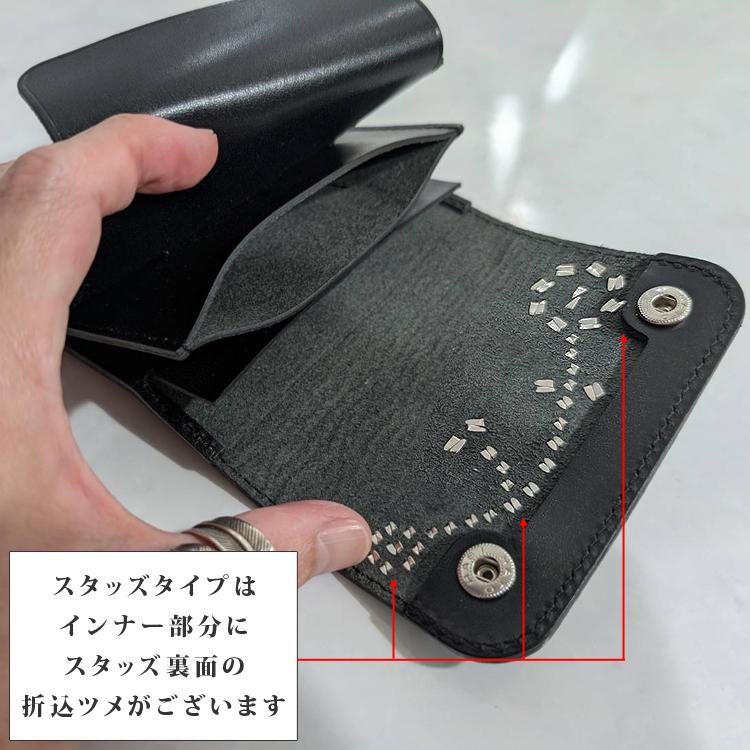 フラワー アンブレラ スタッズ 日本製 栃木レザー ショート トラッカー