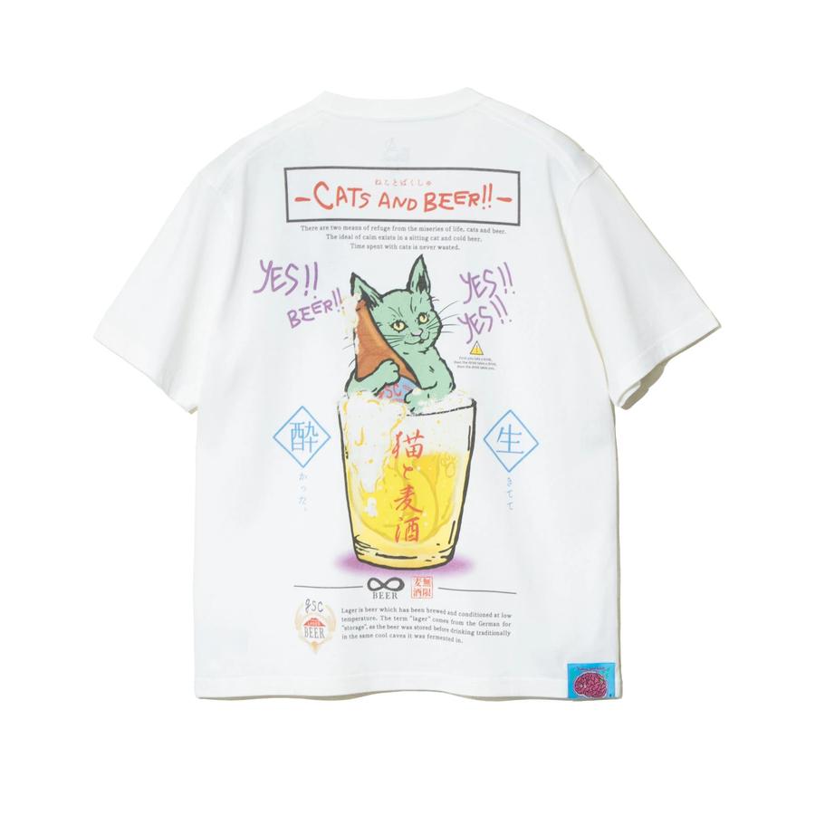 go slow caravan 半袖 Tシャツ 猫と麦酒 無限麦酒 ネコ ビール ドライタッチ クルーネック 半袖Tシャツ RAY綿JERSEY ユニセックス アウトドア キャンプ フェス｜studio-r｜06