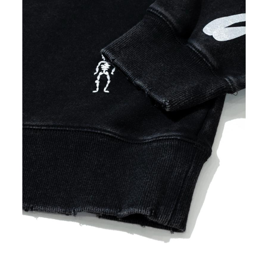 go slow caravan ほねほね ちょいボロ加工 クルーネック スウェット