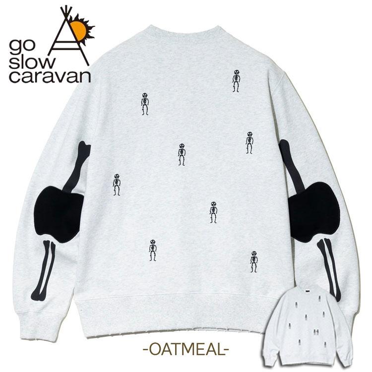 go slow caravan ほねほね ちょいボロ加工 クルーネック スウェット