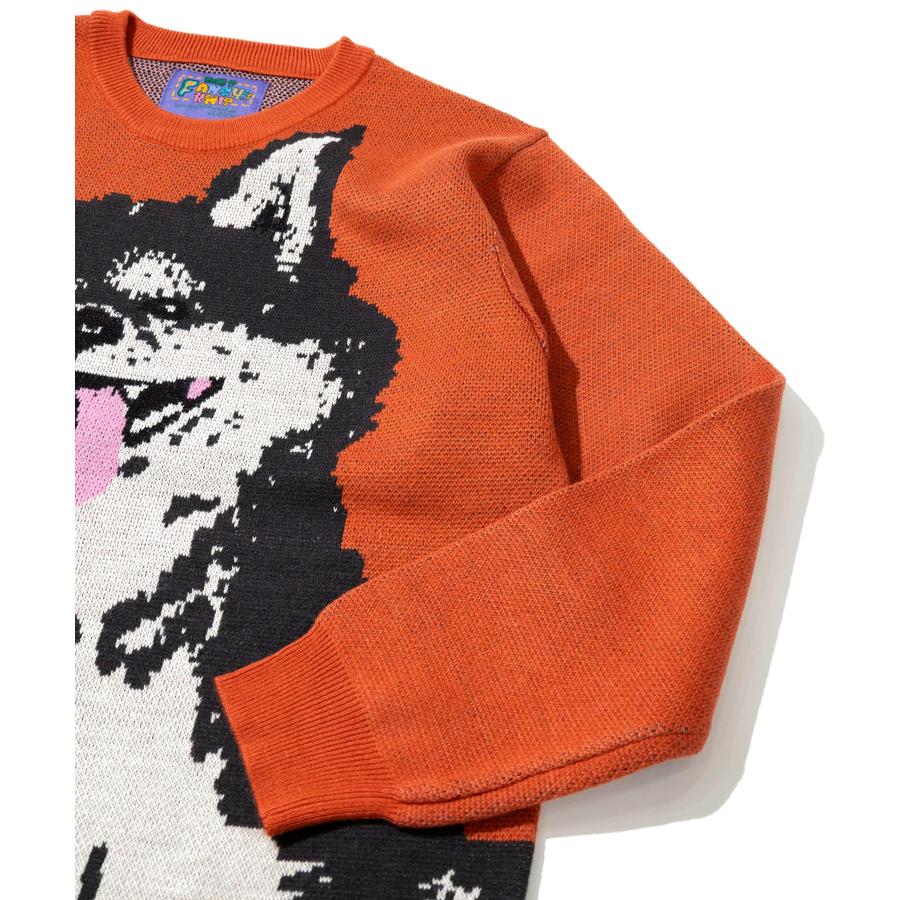 go slow caravan 笑う柴犬 IMPACT ジャガード ニット セーター ダブルジャガード 茶柴 黒柴 レギュラーサイズ 中肉厚 クルーネック カジュアル 防寒 暖かい ユニセックス アウトドア 356105 go slow caravan（ゴースローキャラバン） 笑う柴犬 IMPACT ジャガード