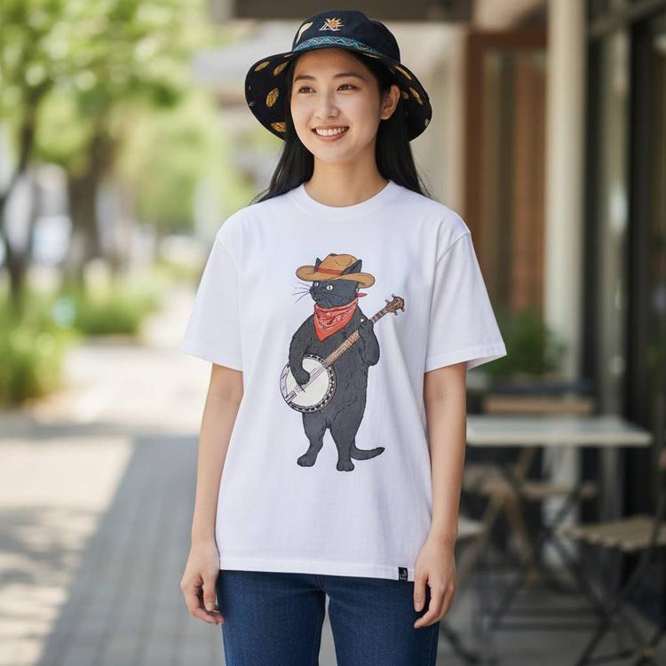 go slow caravan（ゴースローキャラバン） バンジョー猫 半袖Tシャツ