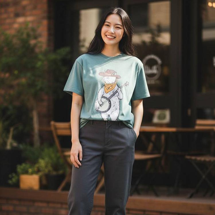 go slow caravan（ゴースローキャラバン） バンジョー猫 半袖Tシャツ