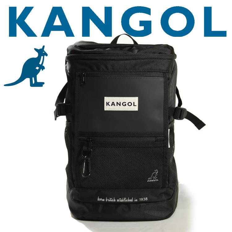 KANGOL 大容量 ボックス リュック カンゴール カンガルー ロゴ リュックサック バックパック スクールバッグ シンプル カジュアル メッシュポケット ロゴ 30L 38200 KANGOL（カンゴール） ボックス リュック リュックサック カンガルー