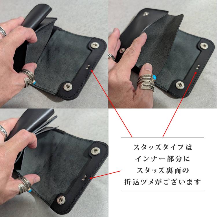 日本製 栃木レザー アンブレラ USA スタッズ ショート トラッカー