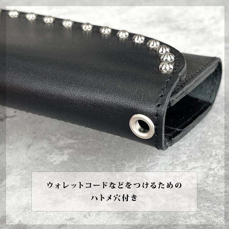 日本製 栃木レザー USAスタッズ 財布 ロングウォレット レザー