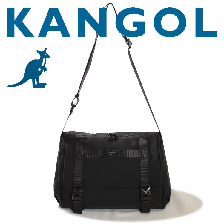 KANGOL カンゴール BLACK SERIES 5ポケット ショルダーバッグ 撥水 マット素材 通勤 通学 旅行 アウトドア カジュアル ストリートファッション 多機能 シンプルデザイン 49200 KANGOL（カンゴール） 5ポケット ショルダーバッグ BLACK SERIES 撥水