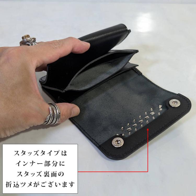 日本製 栃木レザー USAスタッズ ショート トラッカー ウォレット 正規