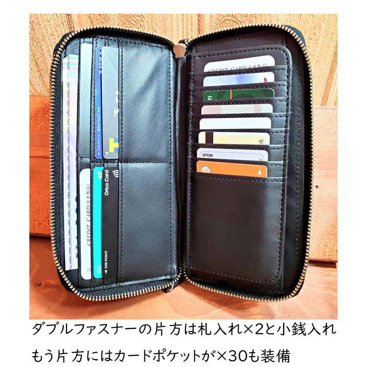 カーボンレザー ダブルラウンドファスナー 長財布 ロング