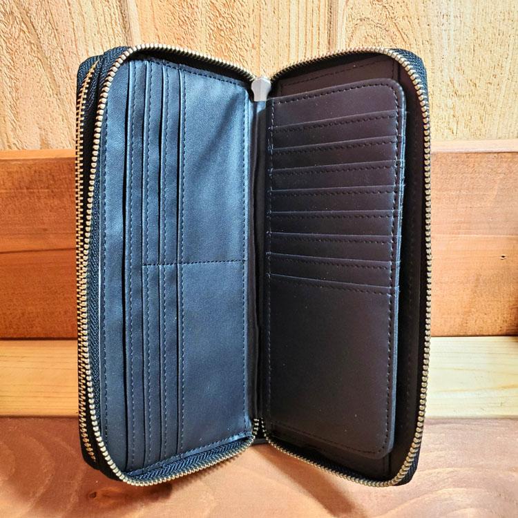 カーボンレザー ダブルラウンドファスナー 長財布 ロング