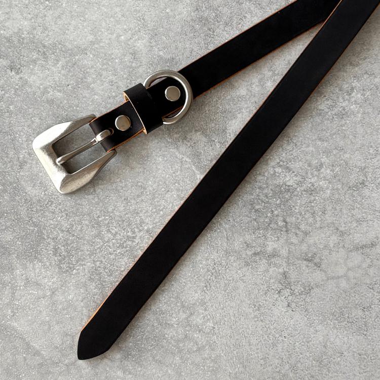 本革 日本製 茶芯レザー 真鍮バックル ナローベルト 1.9cm幅 細ベルト