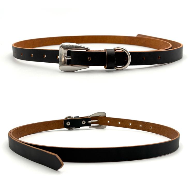 本革 日本製 茶芯レザー 真鍮バックル ナローベルト 1.9cm幅 細ベルト