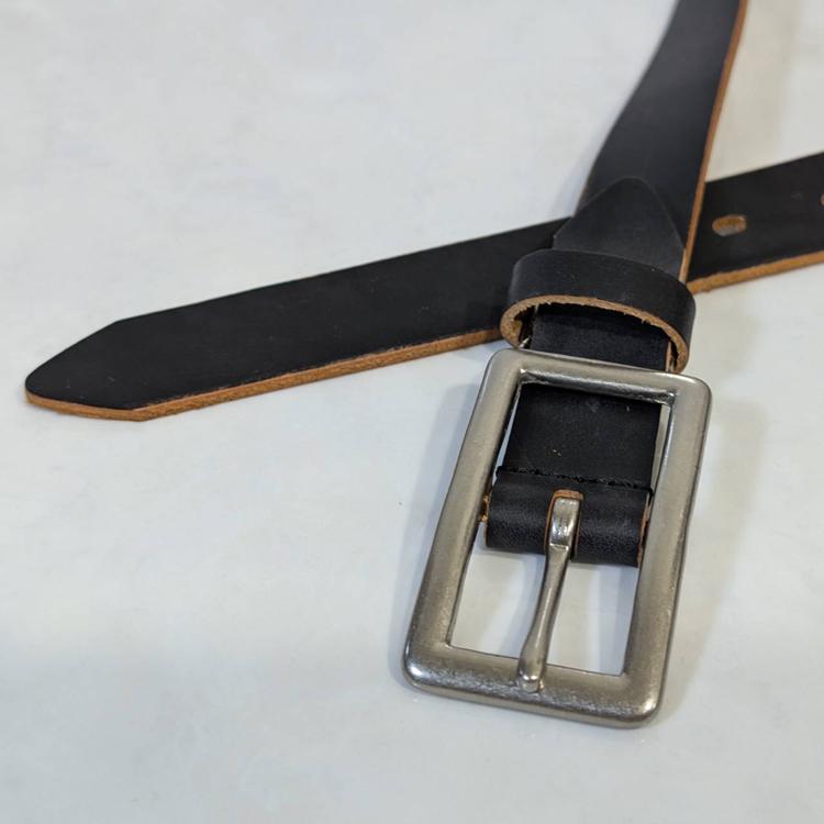 日本製 真鍮バックル 茶芯 レザー ベルト 本革 細ベルト ナローベルト