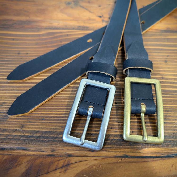 日本製 真鍮バックル 茶芯 レザー ベルト 本革 細ベルト ナローベルト