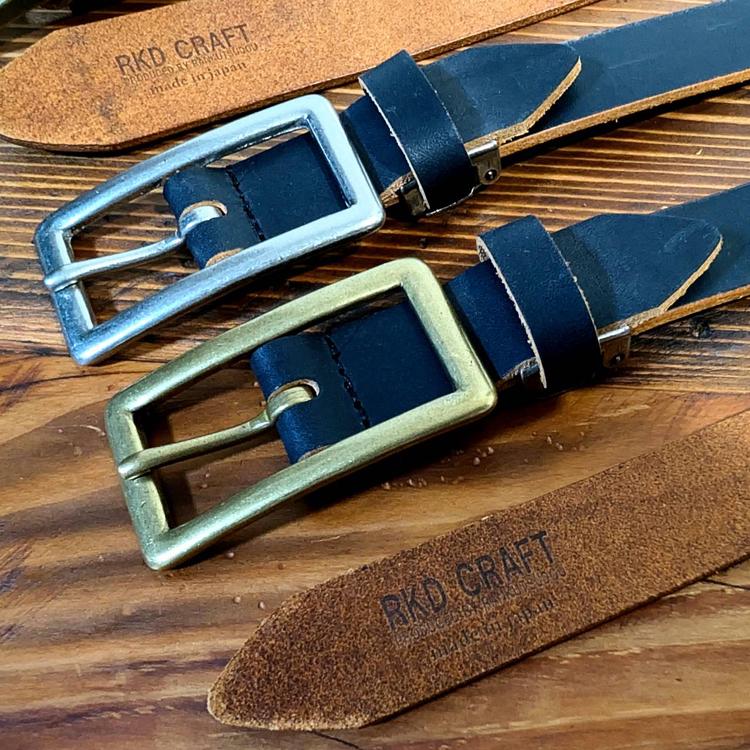 日本製 真鍮バックル 茶芯 レザー ベルト 本革 細ベルト ナローベルト