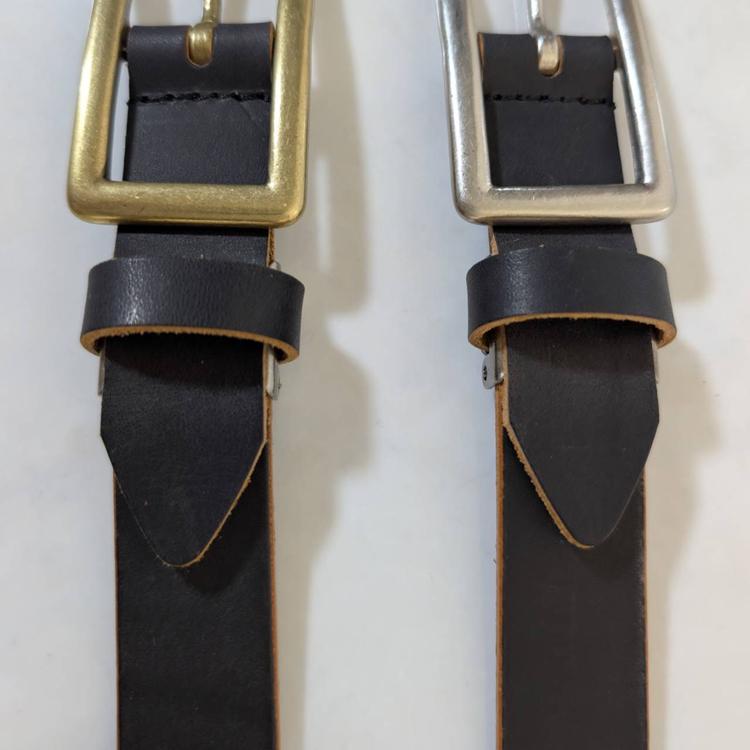 日本製 真鍮バックル 茶芯 レザー ベルト 本革 細ベルト ナローベルト