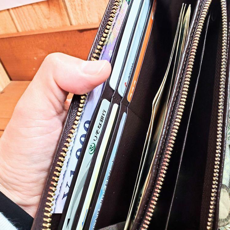 カーボンレザー ラウンドファスナー 長財布 ロングウォレット 牛革