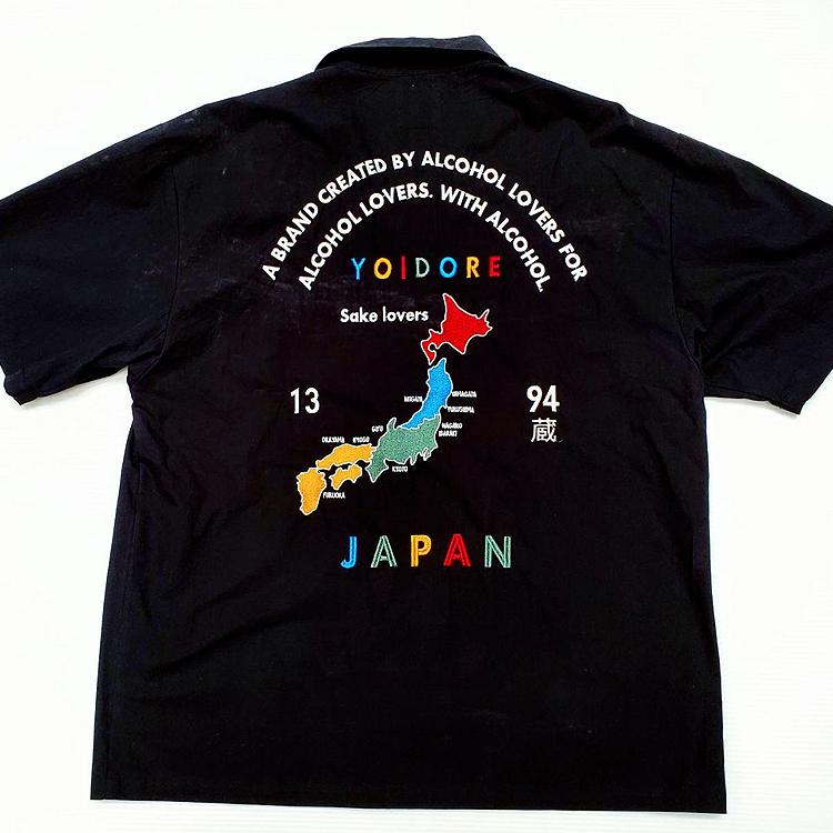 YOIDORE ヨイドレ スーベニア 刺繍 半袖 シャツ オープンカラー ボタン