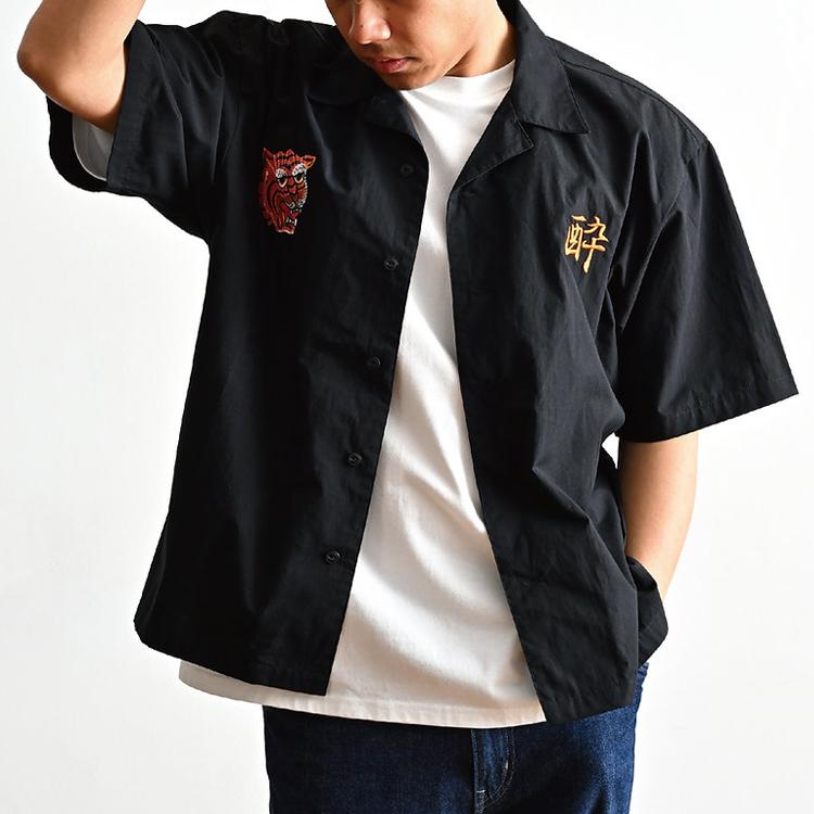YOIDORE ヨイドレ スーベニア 刺繍 半袖 シャツ オープンカラー ボタン
