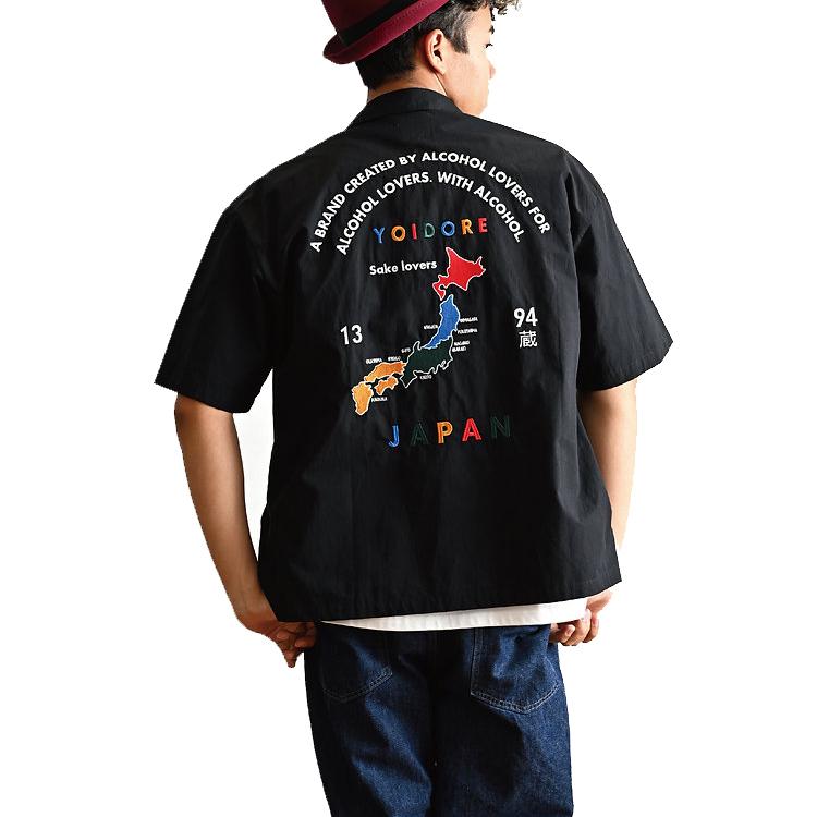 YOIDORE ヨイドレ スーベニア 刺繍 半袖 シャツ オープンカラー ボタン