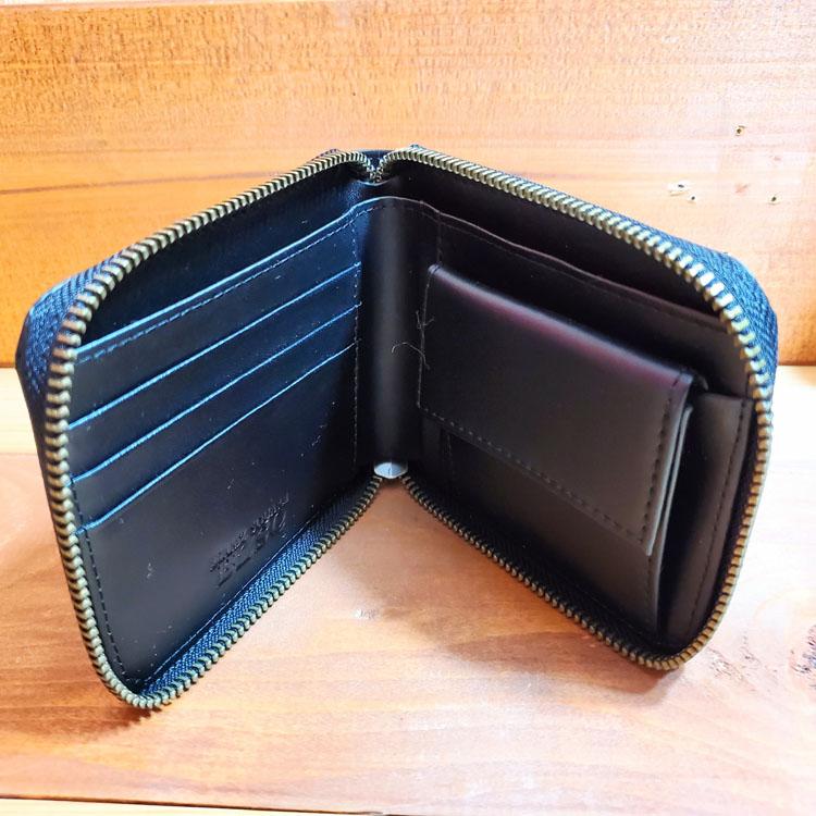 革のダイヤモンド コードバン ラウンドファスナー 2つ折り財布