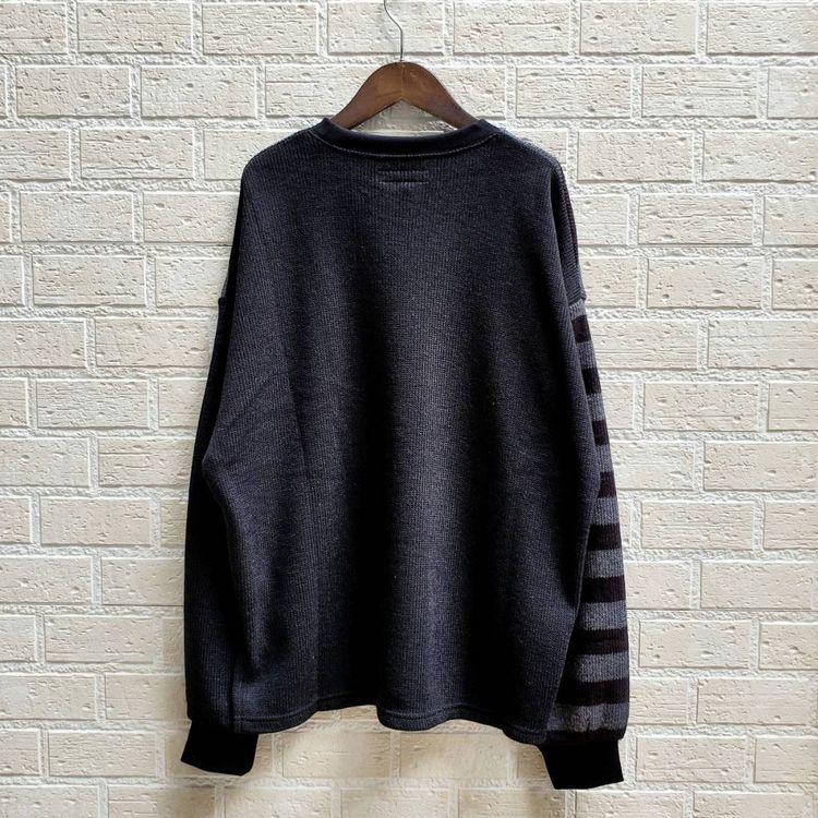 QUOLT 切り替え ボーダー ニット メンズ クオルト アシンメトリー 切替 メンズ 裏起毛 ユニセックス カジュアル トップス HALF-BORD KNIT 901t-1788 quolt（クオルト） 切り替え ボーダー ニット アシンメトリー 切替 裏