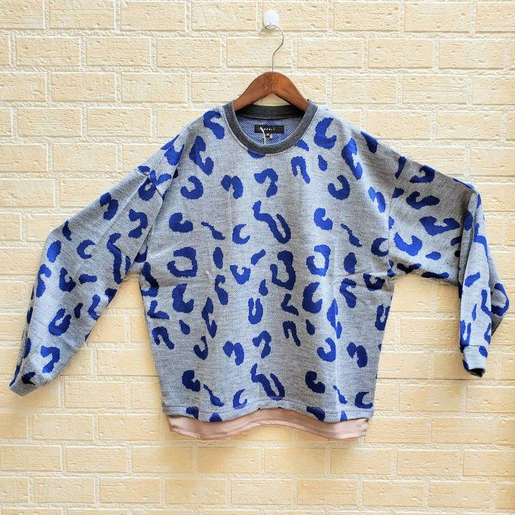 quolt（クオルト） 総柄 ドローコード付き レイヤード風 切替 ニット