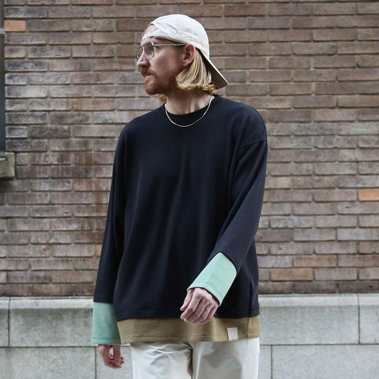 quolt（クオルト） レイヤード状 リブニット ニットソー 長袖 Tシャツ 