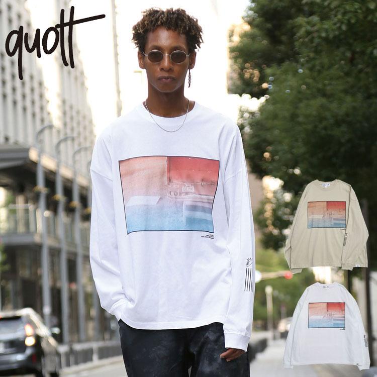 QUOLT 長袖 Tシャツ クルーネック Tシャツ 綿100% プリント ロンティー ユニセックス アウトドア キャンプ フェス プレゼント [KAHUKU-RED]  901t-1826 quolt（クオルト） 長袖 Tシャツ クルーネック Tシャツ 綿100