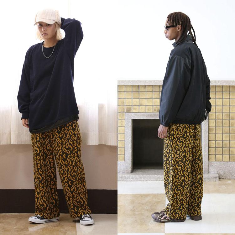 QUOLT レオパード柄 ニットパンツ 起毛状 ローゲージ 起毛ニット パンツ ドローコード ゆったり ユニセックス ボトムス 通学 旅行 デイリー 秋 冬 プレゼント_15
