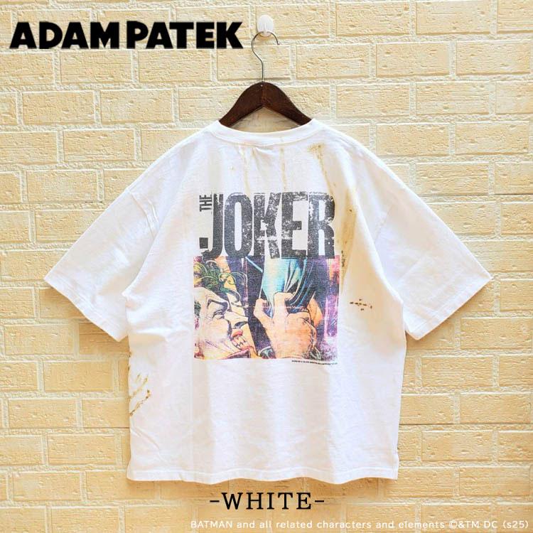ADAMPATEK THE JOKER プリント コラボ 半袖 Tシャツ 汚し加工  バックプリント アダムパテック バットマンシリーズ ヘビーコットン ユニセックス ap2514030 ADAM PATEK（アダムパテック） バットマンシリーズ コラボ 半袖Tシャツ