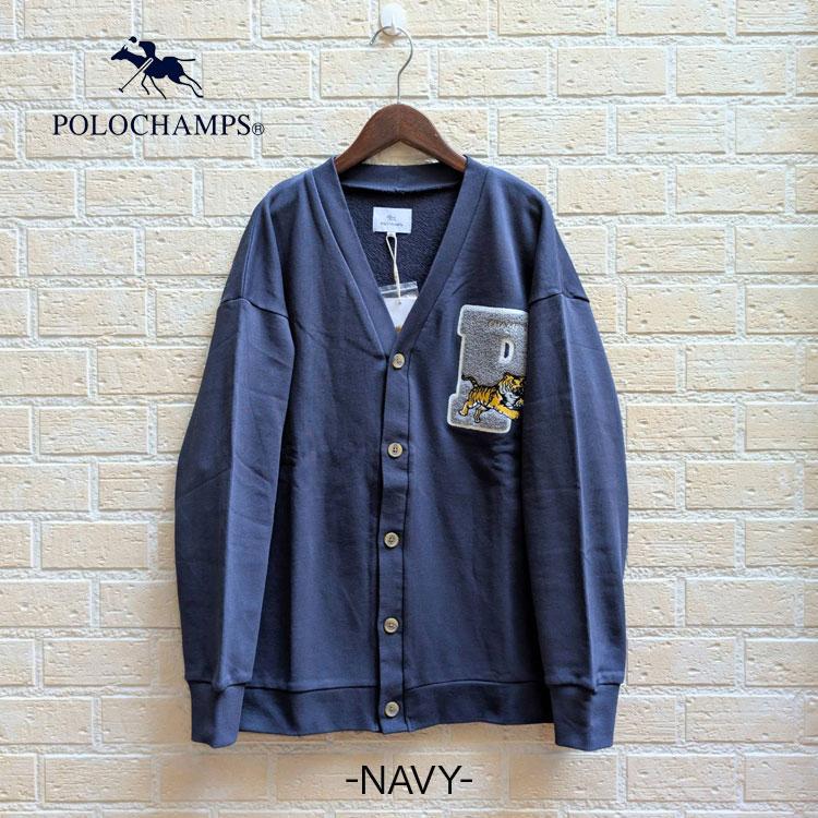 ポロ ラルフローレン ロゴワッペン刺繍 ジップアップ ウールカーディガン XL POLO CHAMPS スウェット カーディガン ポロチャンプス サガラワッペン