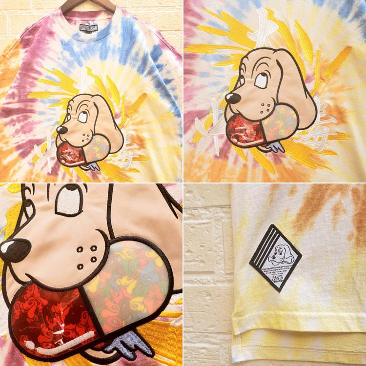GALFY（ガルフィー） 犬中毒 半袖Tシャツ オーバーサイズ タイダイ染め