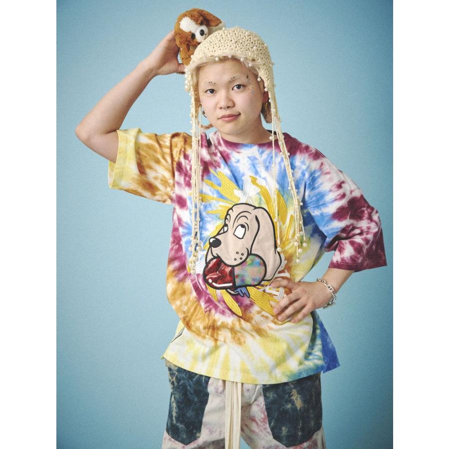 GALFY（ガルフィー） 犬中毒 半袖Tシャツ オーバーサイズ タイダイ染め