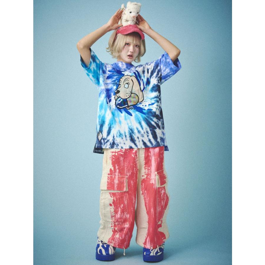 GALFY（ガルフィー） 犬中毒 半袖Tシャツ オーバーサイズ タイダイ染め