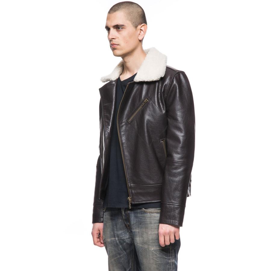 NudieJeans アビエーター レザー ジャケット AVIATOR LEATHER JACKET ヌーディージーンズ GREGER グレーゲル DARK BROWN 防寒 通勤 通学 旅行の画像