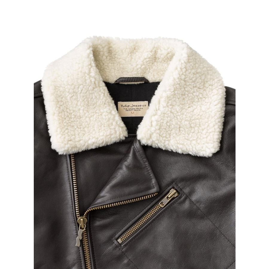 NudieJeans アビエーター レザー ジャケット AVIATOR LEATHER JACKET ヌーディージーンズ GREGER グレーゲル DARK BROWN 防寒 通勤 通学 旅行の画像