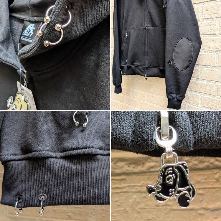 GALFY（ガルフィー） バチバチピアス 裏毛 スウェット ジップパーカー